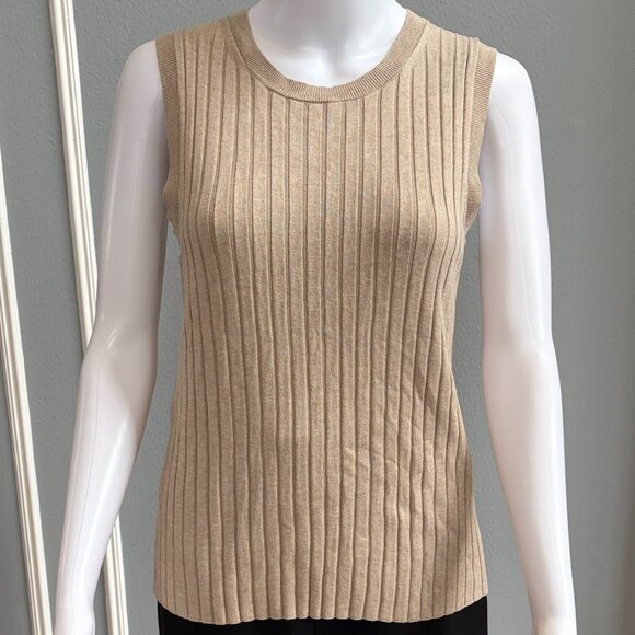 Banana Republic Beige Ribbed Sleeveless Tank Top – Size Medium - Picture 2 of 7